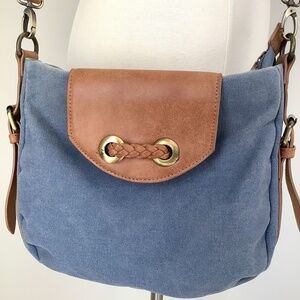 Nila Anthony |Leather Denim Cross Body Bag Purse with flaw